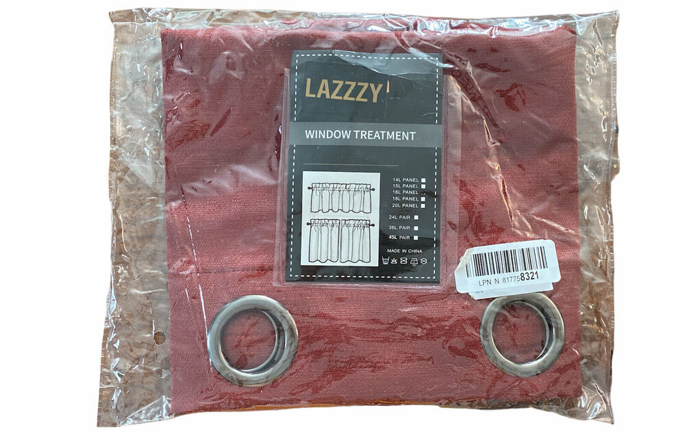 Lazzzy Burgundy Window valance curtain Grommet 16” Length New Open Package